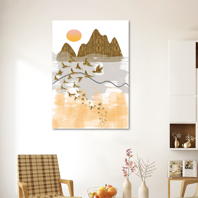 Vivolux | Asiatische Berglandschaft Leinwand Kunst Lila Texturierte Wanddekoration für das Wohninnere