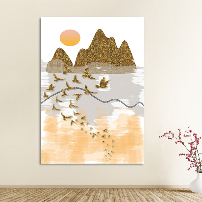 Vivolux | Asiatische Berglandschaft Leinwand Kunst Lila Texturierte Wanddekoration für das Wohninnere