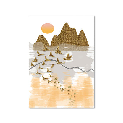 Vivolux | Asiatische Berglandschaft Leinwand Kunst Lila Texturierte Wanddekoration für das Wohninnere