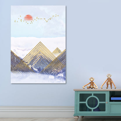 Vivolux | Asiatische Berglandschaft Leinwand Kunst Lila Texturierte Wanddekoration für das Wohninnere