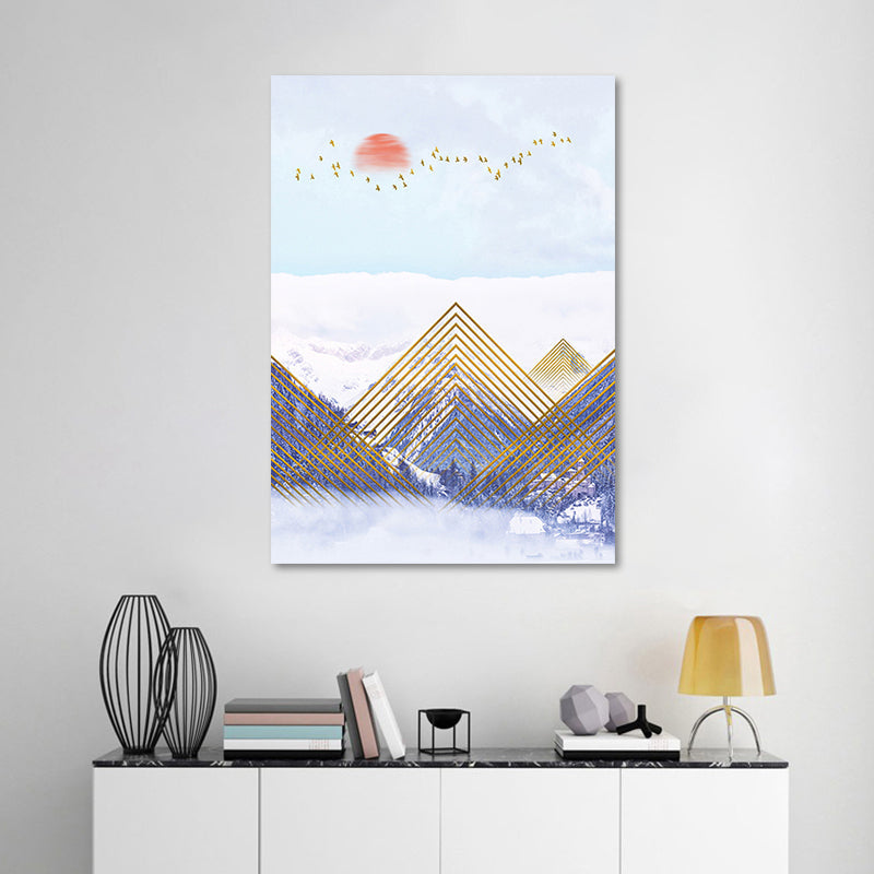 Vivolux | Asiatische Berglandschaft Leinwand Kunst Lila Texturierte Wanddekoration für das Wohninnere