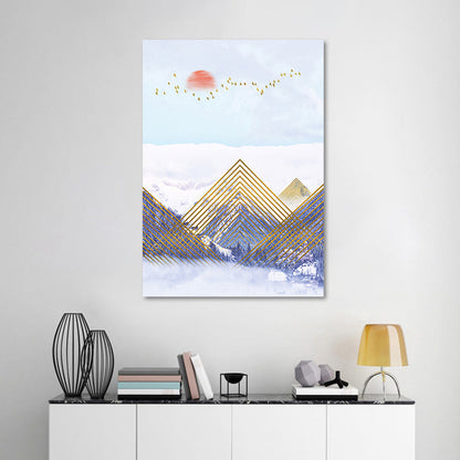 Vivolux | Asiatische Berglandschaft Leinwand Kunst Lila Texturierte Wanddekoration für das Wohninnere