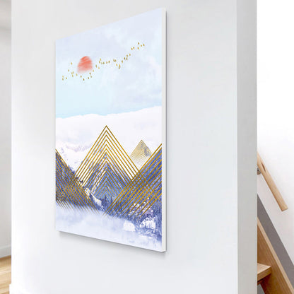 Vivolux | Asiatische Berglandschaft Leinwand Kunst Lila Texturierte Wanddekoration für das Wohninnere