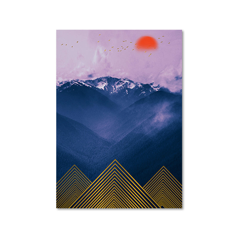 Vivolux | Asiatische Berglandschaft Leinwand Kunst Lila Texturierte Wanddekoration für das Wohninnere