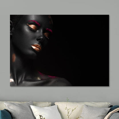 Vivolux | Glam Fashion Modell Wandkunst Schwarz-Rot Texturiert Leinwanddruck für Mädchen Schlafzimmer