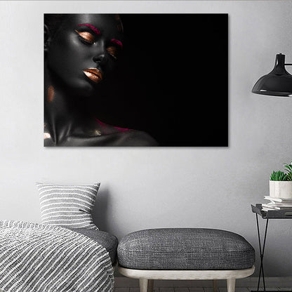 Vivolux | Glam Fashion Modell Wandkunst Schwarz-Rot Texturiert Leinwanddruck für Mädchen Schlafzimmer