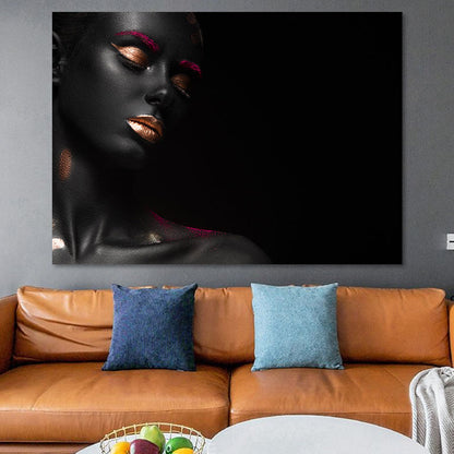 Vivolux | Glam Fashion Modell Wandkunst Schwarz-Rot Texturiert Leinwanddruck für Mädchen Schlafzimmer