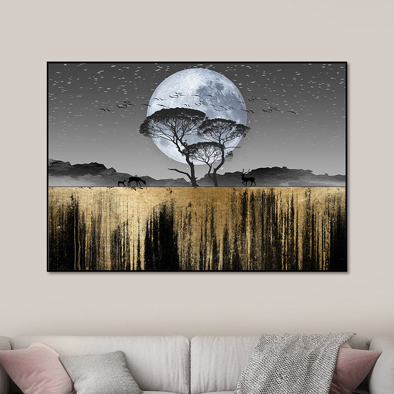 Vivolux | Landschaftsdekoration Land Schwarzer Supermond Nacht Wildnis Landschaft Wandkunstdruck für Zuhause