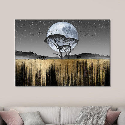 Vivolux | Landschaftsdekoration Land Schwarzer Supermond Nacht Wildnis Landschaft Wandkunstdruck für Zuhause