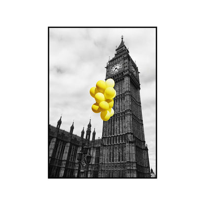 Vivolux | Foto Architektur Wandkunst Vintage Texturierte Haus Innenraum Leinwanddruck in Gelb und Grau