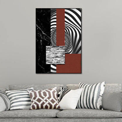 Vivolux | Abstracte Wandkunst Egel Textured Wrapped Canvas in Donker kleur voor Kamer