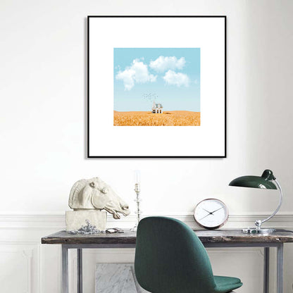 Vivolux | Leinwandtexturiertes Wanddekor Skandinavische Illustrierung Landschafts Kunstdruck in sanften Farben