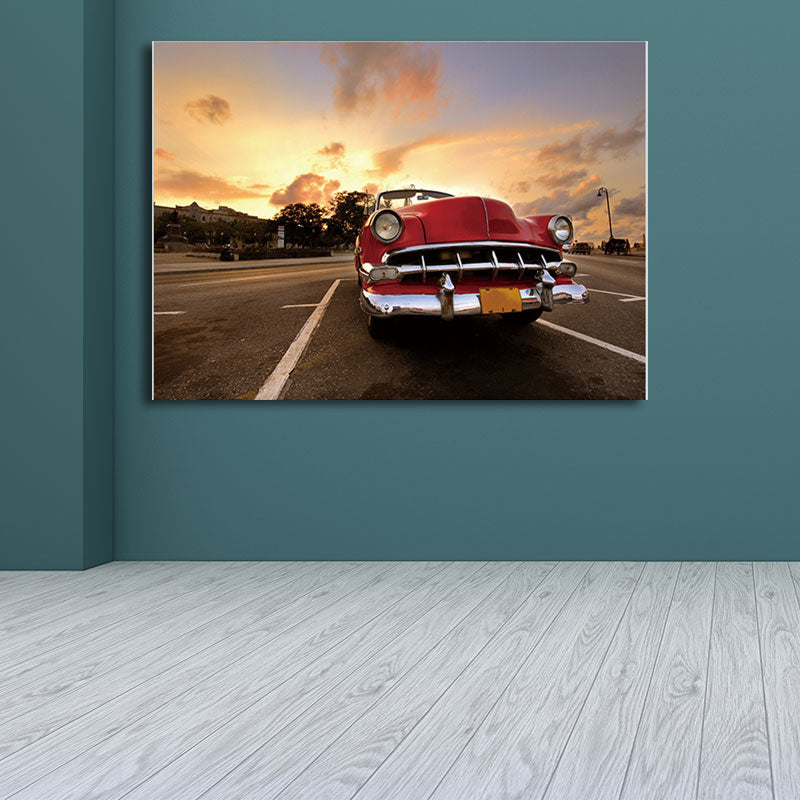 Vivolux | Modernistische Foto Klassieke Auto Canvasprint Helder Kleur Textuuroverzicht Wandkunst voor Jongenskamer