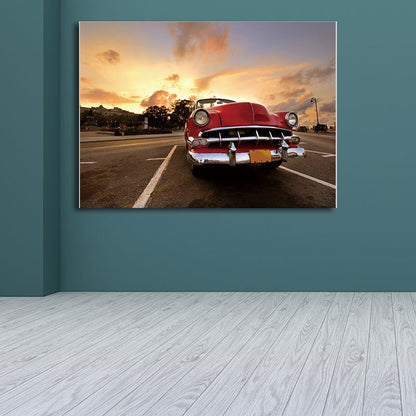 Vivolux | Modernistische Foto Klassieke Auto Canvasprint Helder Kleur Textuuroverzicht Wandkunst voor Jongenskamer