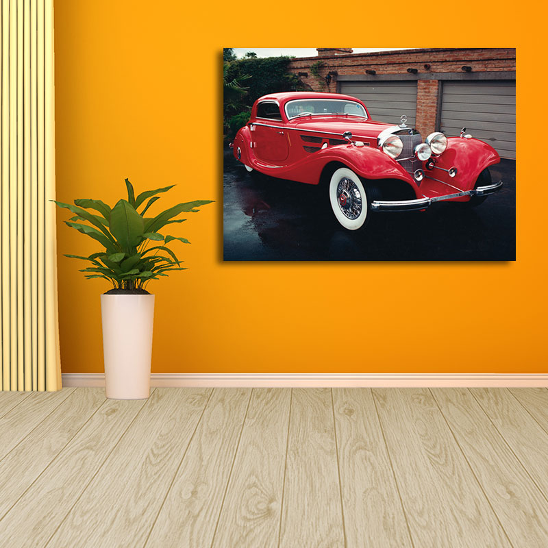 Vivolux | Modernistische Foto Klassieke Auto Canvasprint Helder Kleur Textuuroverzicht Wandkunst voor Jongenskamer