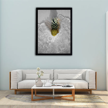 Vivolux | Fotografische Ananas und Wasser Leinwand Wandkunst für das Wohnzimmer, Grau und Gelb