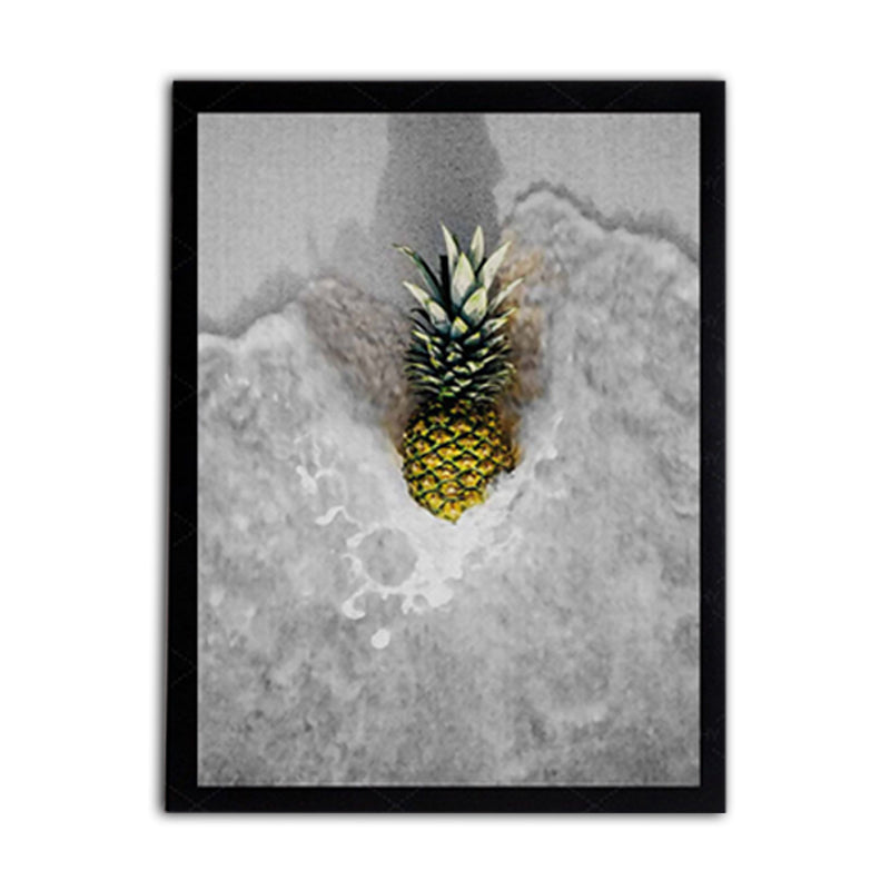 Vivolux | Fotografische Ananas und Wasser Leinwand Wandkunst für das Wohnzimmer, Grau und Gelb