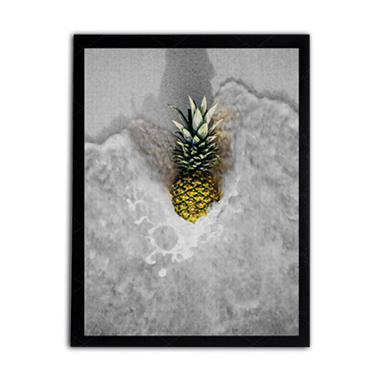 Vivolux | Fotografische Ananas und Wasser Leinwand Wandkunst für das Wohnzimmer, Grau und Gelb