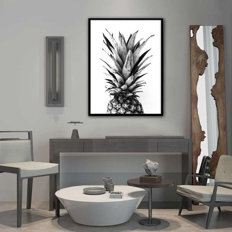 Vivolux | Graues Foto bedruckte Ananas-Leinwand strukturierte nordische Haus Innenwand Kunst Dekor