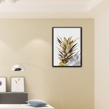 Vivolux | Gelbe Ananas Fotografische Kunstdruck Obst Nordische Texturierte Leinwand für Esszimmer