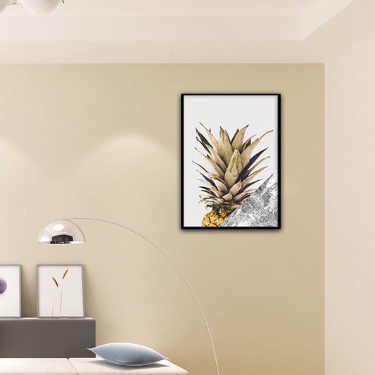 Vivolux | Gelbe Ananas Fotografische Kunstdruck Obst Nordische Texturierte Leinwand für Esszimmer