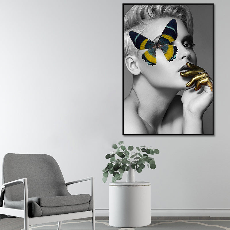 Vivolux | Glam Model Figur Leinwanddruck Dunkel Color Texturiertes Wandkunst Deko für Mädchenzimmer