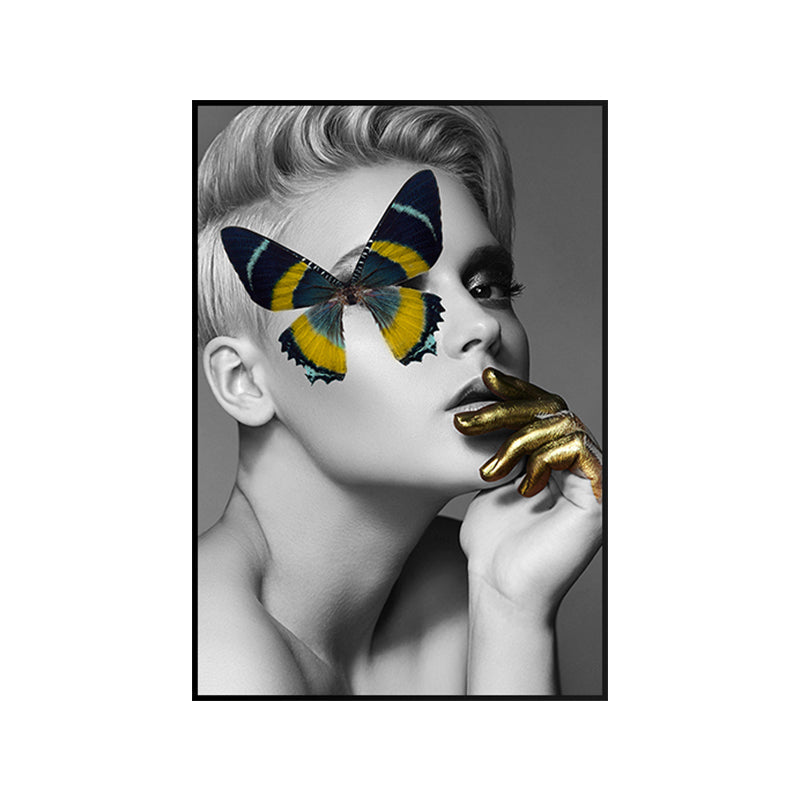 Vivolux | Glam Model Figur Leinwanddruck Dunkel Color Texturiertes Wandkunst Deko für Mädchenzimmer