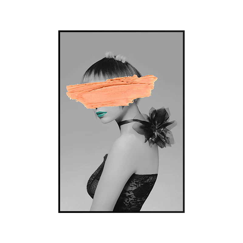 Vivolux | Glam Model Figur Leinwanddruck Dunkel Color Texturiertes Wandkunst Deko für Mädchenzimmer