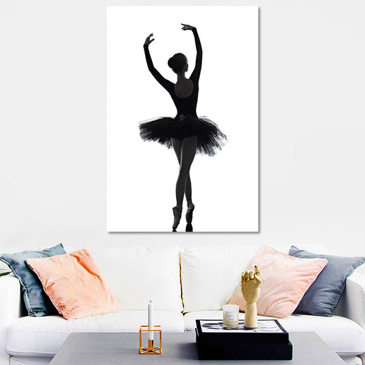 Vivolux | Schwarze Ballerina Silhouette Wandkunst Tanz Vintage Texturierte Leinwanddruck für Mädchenzimmer