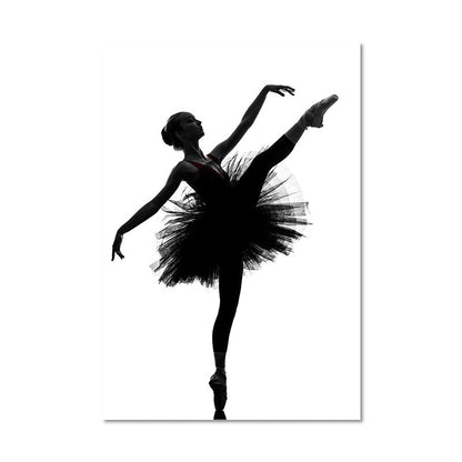 Vivolux | Schwarze Ballerina Silhouette Wandkunst Tanz Vintage Texturierte Leinwanddruck für Mädchenzimmer