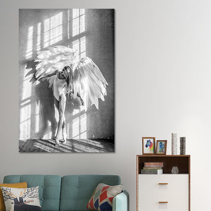 Vivolux | Vintage Ballerina Wandkunst Leinwand Texturiert Grau Wanddekoration für Wohnzimmer