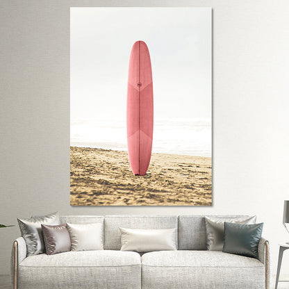 Vivolux | Rosa Meer Surfbrett Leinwanddruck Texturierte Oberfläche Tropische Haus Innenwand Kunst Dekor