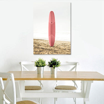 Vivolux | Rosa Meer Surfbrett Leinwanddruck Texturierte Oberfläche Tropische Haus Innenwand Kunst Dekor