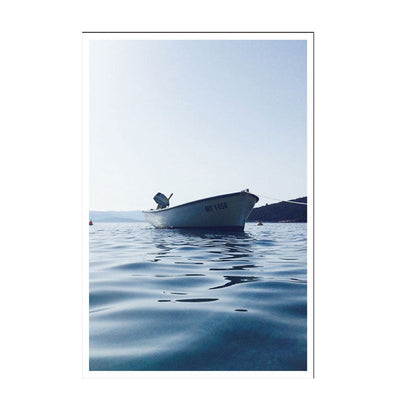 Vivolux | Foto Boot und Fluss Leinwanddruck Blau Moderner Stil Wandkunst für Hausinterieur