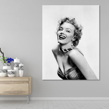 Vivolux | Foto Druck Marilyn Monroe Leinwand Retro Klassisch Superstar Wandkunst in Schwarz und Weiß