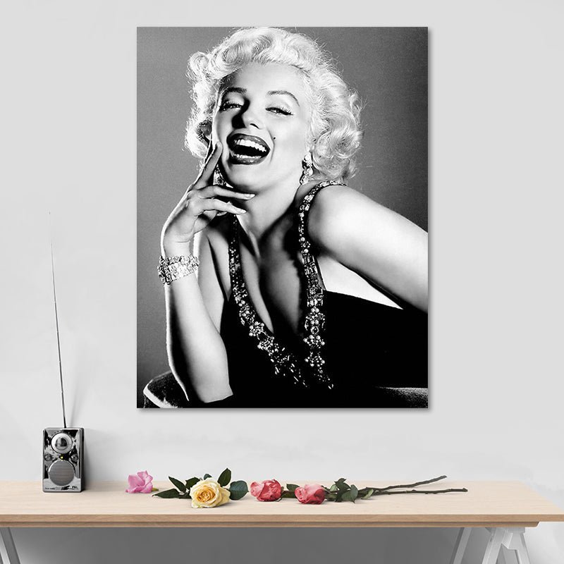 Vivolux | Foto Druck Marilyn Monroe Leinwand Retro Klassisch Superstar Wandkunst in Schwarz und Weiß