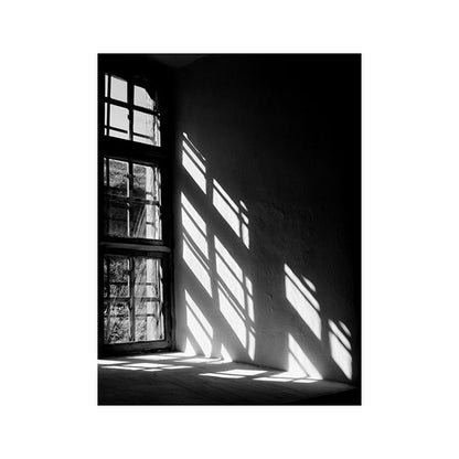 Vivolux | Fotografische Moderne Leinwand Wandkunst mit Abendsonne, die durch das Fenster scheint, Schwarz