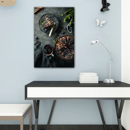 Vivolux | Foto van Food Making Canvasprint Hedendaagse Textuur Keukenwandkunst, Donkere Kleur