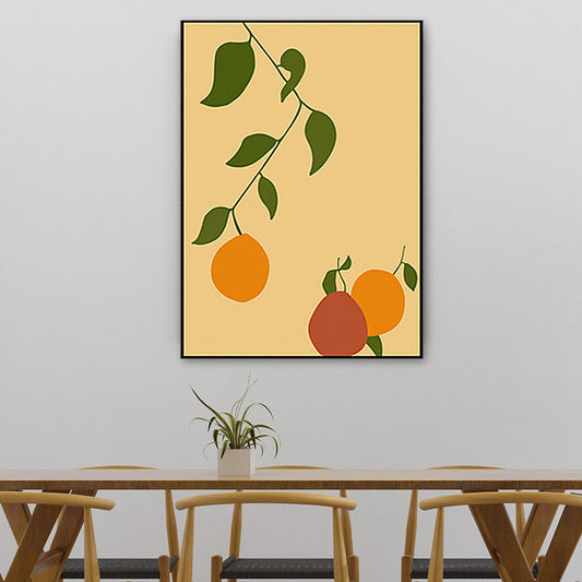Vivolux | Orange und Blatt Wandkunst Texturiertes Nordic Wohnzimmer Leinwanddruck in Pastellfarbe