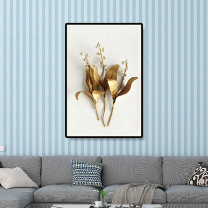 Vivolux | Fotografie Blumenstrauß Leinwand Wandkunst für das Wohnzimmer, Gold und Weiß, Textur