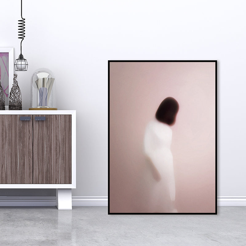 Vivolux | Nordic Wandkunst Rückansicht einer Frau mit kurzen Haaren Sanfter Farb Leinwanddruck für das Wohnzimmer
