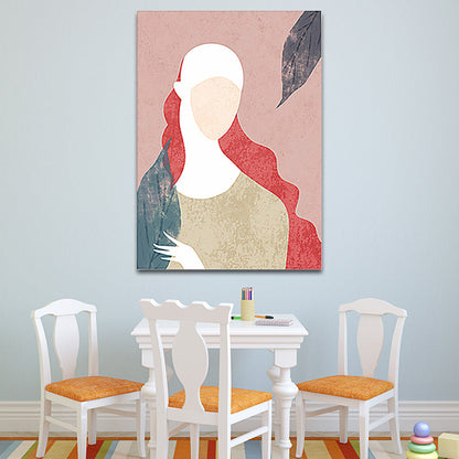 Vivolux | Nordic Fashion Frau Wanddekoration Pink Wohnzimmer Leinwand Kunst (Mehrere Größen verfügbar)