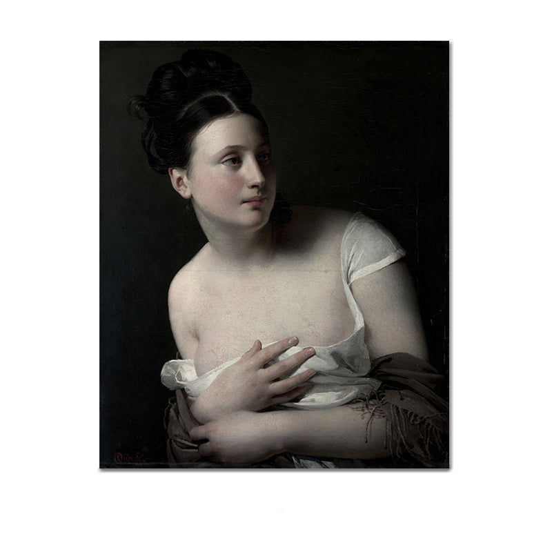 Vivolux | Junge Mädchen Porträt Wandkunst für Wohnzimmer Figurenmalerei Leinwanddruck in dunkler Farbe