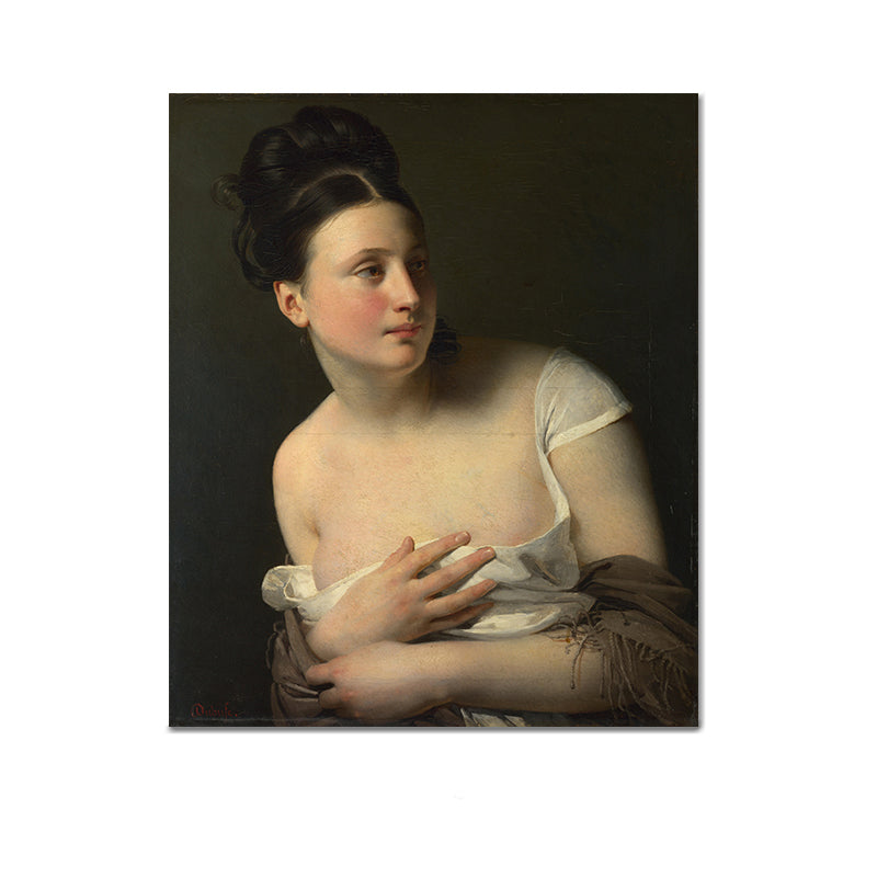 Vivolux | Junge Mädchen Porträt Wandkunst für Wohnzimmer Figurenmalerei Leinwanddruck in dunkler Farbe