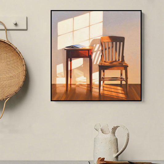 Vivolux | Dunkle Farbe Holz Möbel Leinwand Nordisch Texturiert Quadratische Wanddekoration für Restaurant