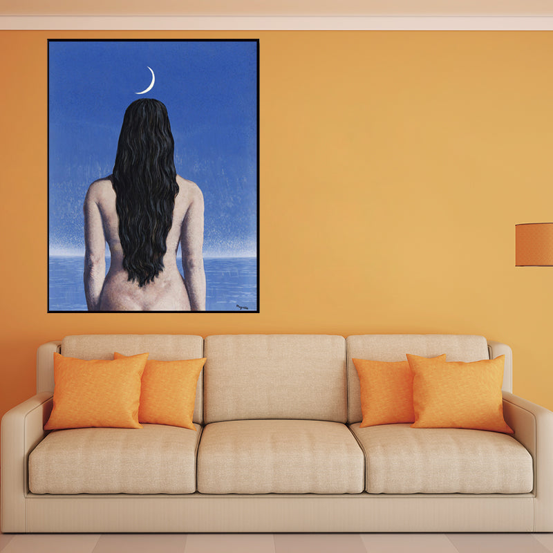 Vivolux | Surrealismus Leinwandkunst Dunkle Farbe Magritte Figur Rückmalerei Wanddekoration für Schlafzimmer