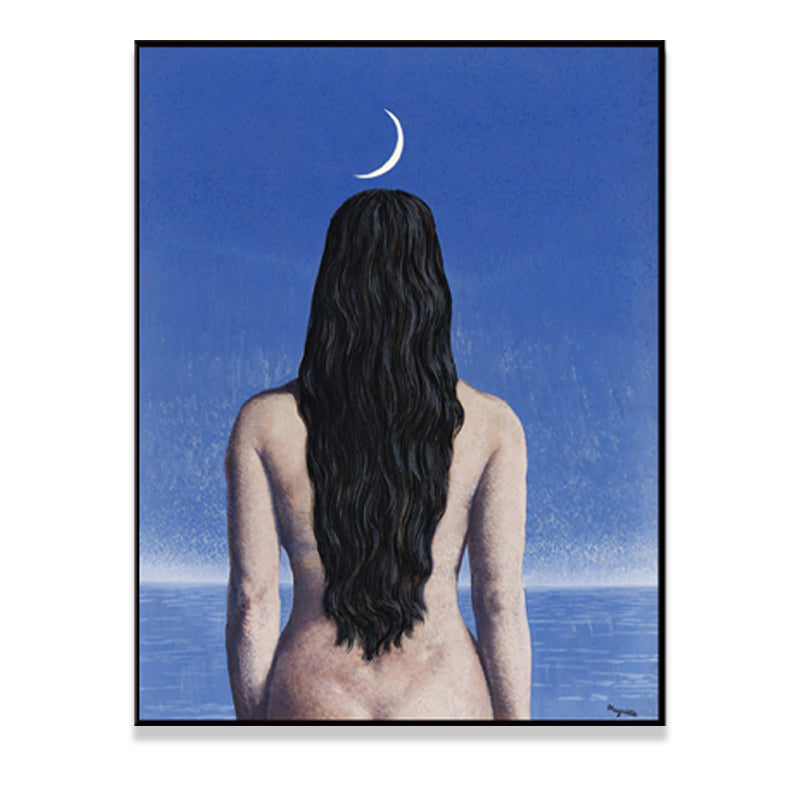 Vivolux | Surrealismus Leinwandkunst Dunkle Farbe Magritte Figur Rückmalerei Wanddekoration für Schlafzimmer