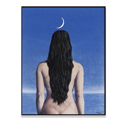 Vivolux | Surrealismus Leinwandkunst Dunkle Farbe Magritte Figur Rückmalerei Wanddekoration für Schlafzimmer
