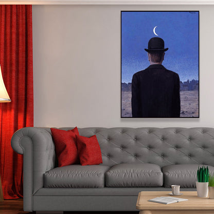 Vivolux | Surrealismus Leinwandkunst Dunkle Farbe Magritte Figur Rückmalerei Wanddekoration für Schlafzimmer