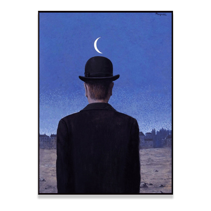 Vivolux | Surrealismus Leinwandkunst Dunkle Farbe Magritte Figur Rückmalerei Wanddekoration für Schlafzimmer